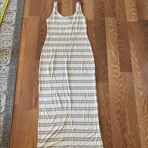 Striped Cream and Purple Maxi Dress